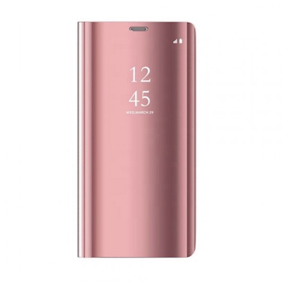 Oem Θήκη Clear View Cover Για Huawei Y5P 2020 Χρυσή-Ροζ