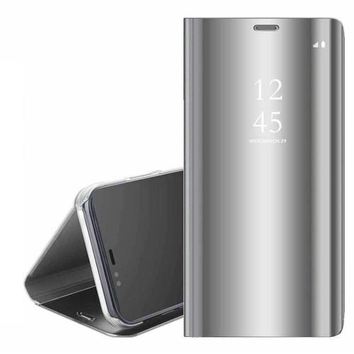 Oem Θήκη Clear View Cover Για Samsung Galaxy A42 5G Ασημί