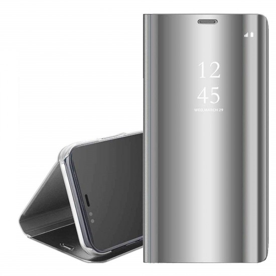 Oem Θήκη Clear View Cover Για Samsung Galaxy A42 5G Ασημί
