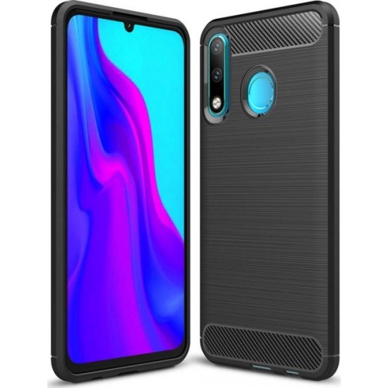 Oem Θήκη Σιλικόνης Carbon Για Huawei P30 Lite Μαύρη