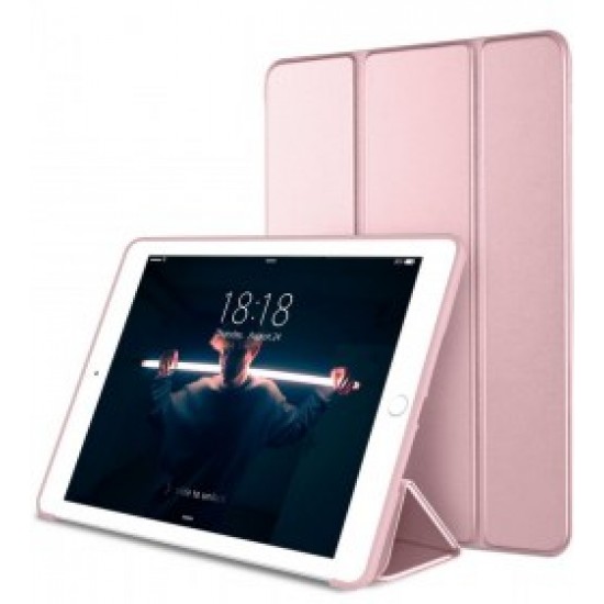 Trifold Θήκη Βιβλίο με Σιλικόνη Flip Cover Για Samsung Galaxy Tab A7 (2020) 10.4 Ροζ Χρυσή 