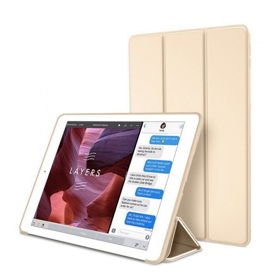 Trifold Θήκη Βιβλίο με Σιλικόνη Flip Cover Για Samsung Galaxy Tab A 10.1 2019 T510/T515 Χρυσή
