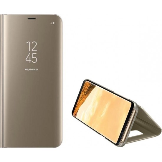 Oem Θήκη Clear View Cover Για Samsung Galaxy A42 5G Χρυσή