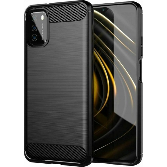 Oem Θήκη Σιλικόνης Carbon Για Xiaomi Redmi 9T / Poco M3 / 9 Power / Note 9 4G Μαύρο